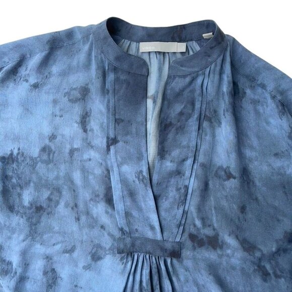 Vince SIZE XS Oversized Fog Blue 100% Silk Washable Sheer Tunic Blouse - Picture 6 of 10